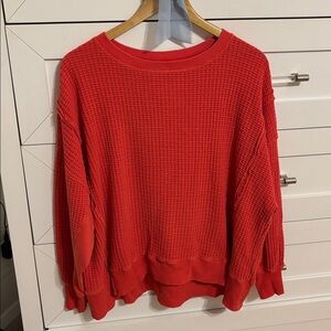 American Eagle Big Hug Waffle Crew Neck Sweatshirt Red Women’s XS
